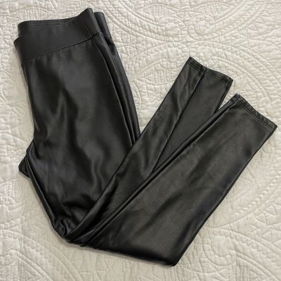 Loft Black Faux Leather Leggings Pull-On Style Pants Women's Size Petite Small